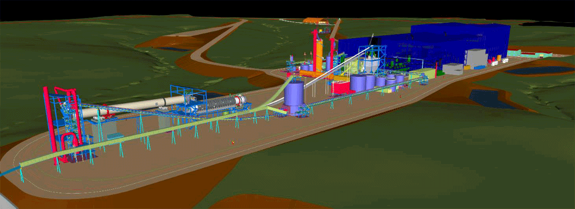 3d rendering of lithium hydroxide conversion plant